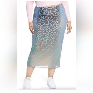 AFRM Felix Mesh Animal Print Pencil Skirt